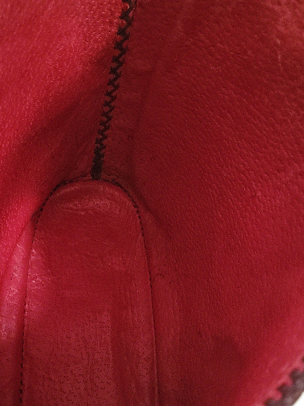 Vintage Leather Handbag Tote With Red Leather Interior and Topstitching - Picture 11 of 11